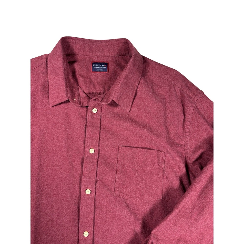 UNTUCKit Mens XXXL Burgundy Red Cotton Flannel Button Down Shirt Long Sleeve 3XL